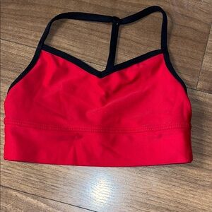 Stylish Red Sports Bra with Black Trim